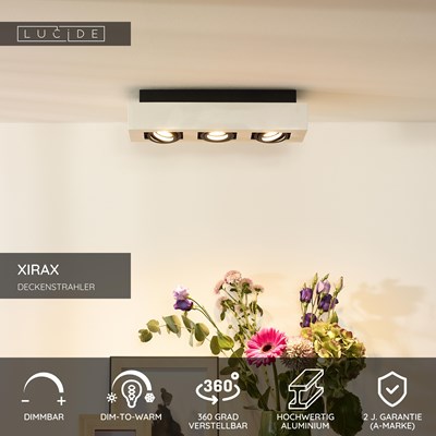 Lucide XIRAX - Deckenstrahler - LED Dim to warm - GU10 - 3x5W 2200K/3000K - Weiß